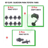 Set clips plásticos de sujeción para toyota new yaris 2014-2017